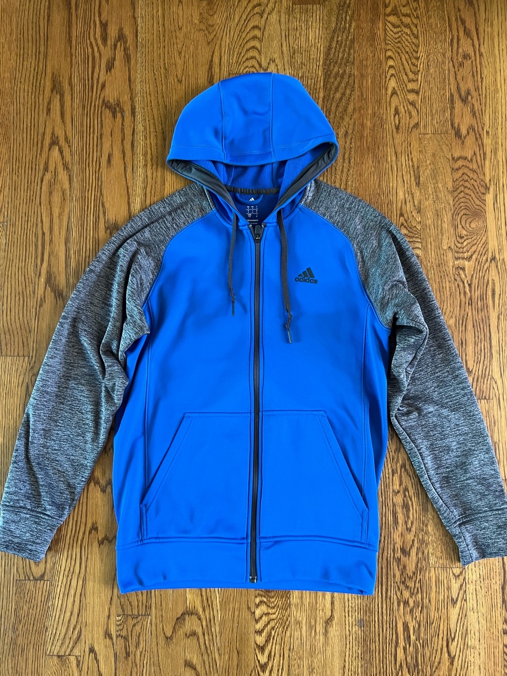 Adidas Climawarm Men's Small Full Zip Logo Sweatshirt Hoodie Jacket Blue Gray